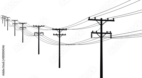 Electricity, power, energy, infrastructure, utility, pole, wire, transmission, grid, rural, urban, voltage, network, distribution, cable, tension, connection, structure, silhouette, blue, sky, 