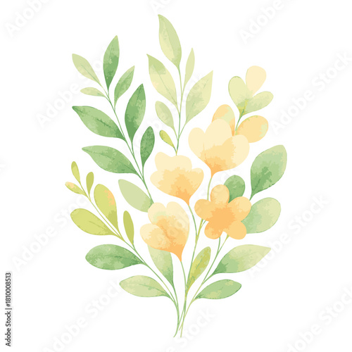 Watercolor Floral Leaves Illustration color vector