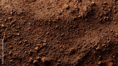 Rich brown clay surface with fine grain texture, earthy natural soil close up