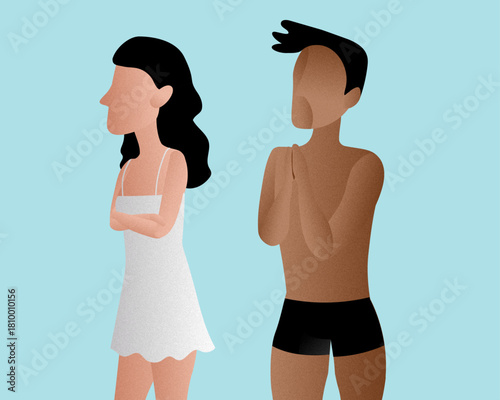 Couple Break up, Men Say Sorry Vector illustration