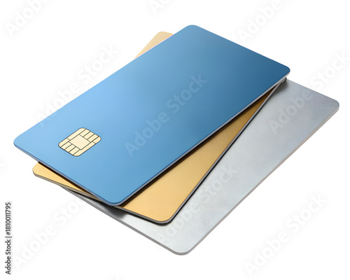 Stack of Clean Generic Credit Cards Isolated on Transparent Background