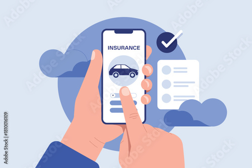 Person using smartphone to manage car insurance policy digitally for convenience and security.