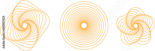 Abstract golden geometric shapes on white background