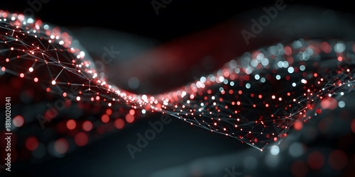 Futuristic glowing wave surface of data particles