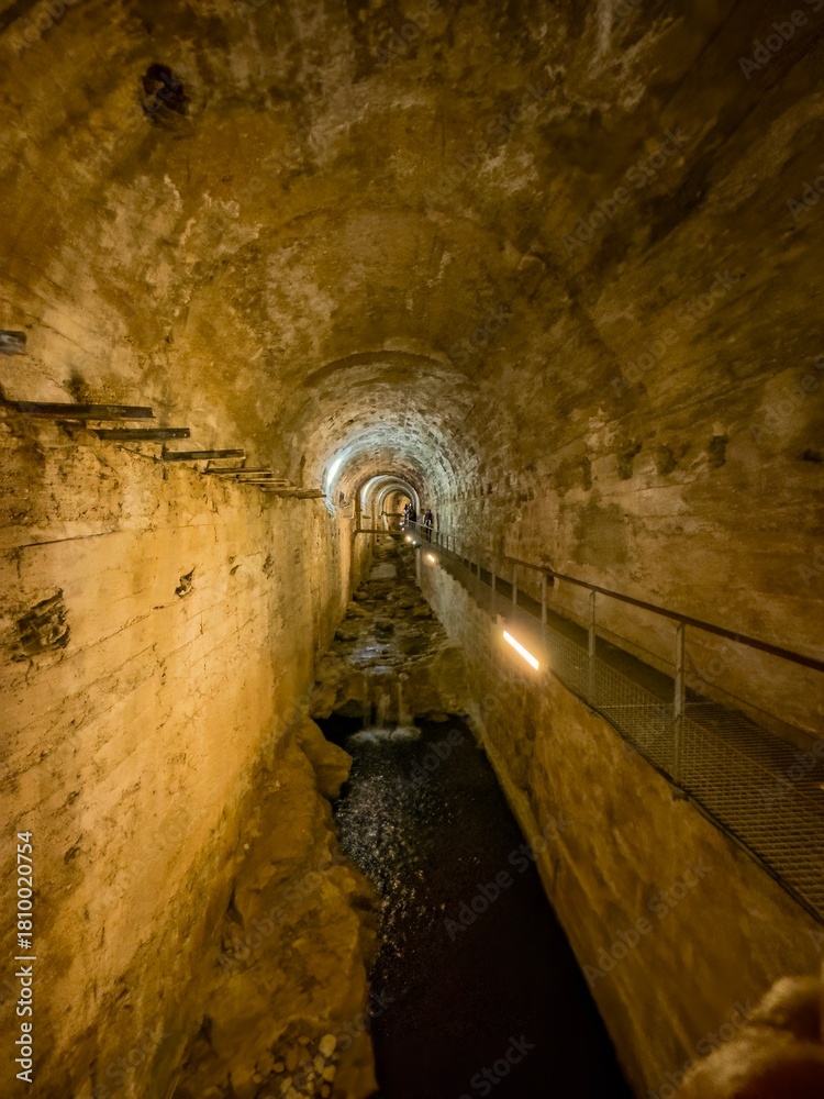 Fototapeta premium Underground vaulted tunnel of the Cerezuelo River beneath Cazorla