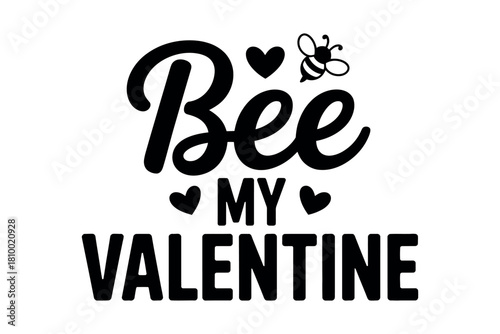 Sweet message of 'Bee My Valentine' with cute bee and hearts, perfect for love and romance.