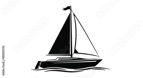 boat vector icon in black and white
