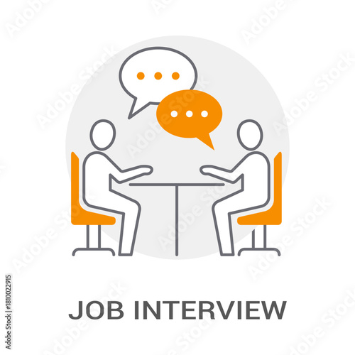 Job Interview Meeting Communication Conversation Business Talk Discussion Hiring Recruitment People Line Icon
