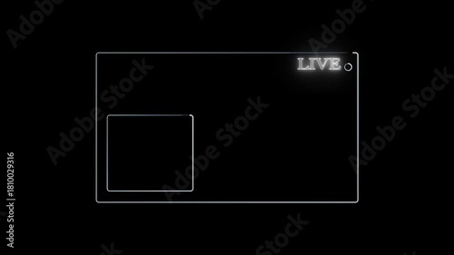 Neon Sign looping face am and chat for live streaming Live  icon animation loop with transparent screen, Live streaming icon, Frame border HUD element, 4k video.