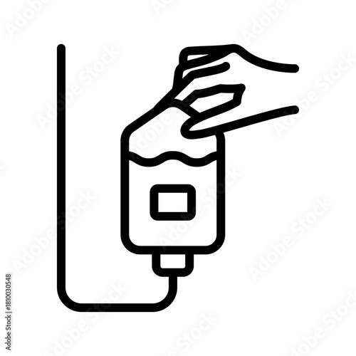 Intravenous saline drip line icon, world cancer day and chemotherapy, blood transfusion vector graphics. IV therapy symbol for healthcare apps, medical websites, and hospital-related visuals.