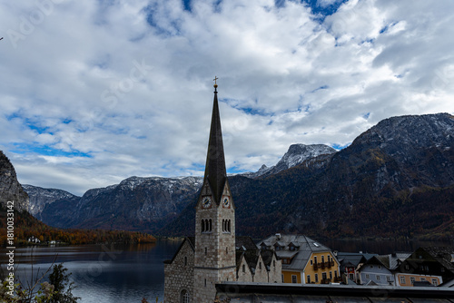 View of Lake Hallstatt and the town of Hallstatt