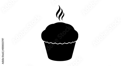 Hot muffin design black white icon 