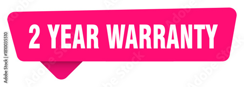 2 year warranty magenta sticker isolated on transpatent background. 2 year warranty sign