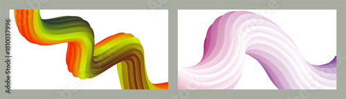 Abstract volumetric background. Cords. set of two illustrations. Toothpaste in a tube. Minimalism. Creative modern background. 