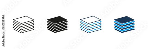 Stacked Documents Line And Solid Icon Set. Document Management, Organization, And Filing System Symbol Collection. Office And Administrative Tasks Representation. Isolated Vector Illustration