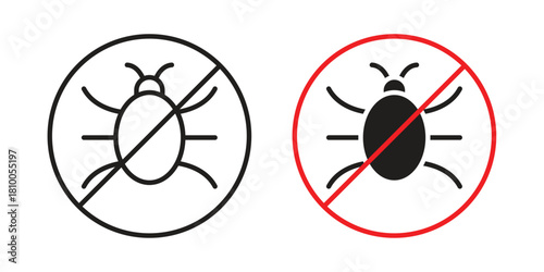 No Bug icon collection. modern simple icons for web