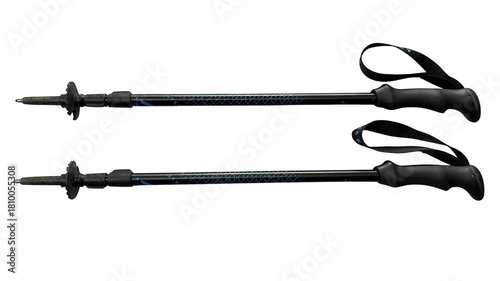 A pair of trekking poles for hiking on a transparent background