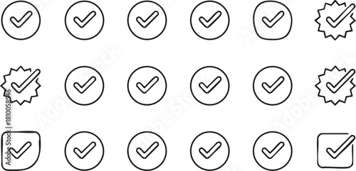 Extensive Set of Black Check Mark Icons tick correct
