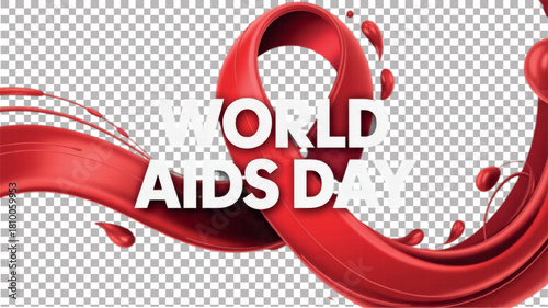 World AIDS Day Ribbon Curve Style.