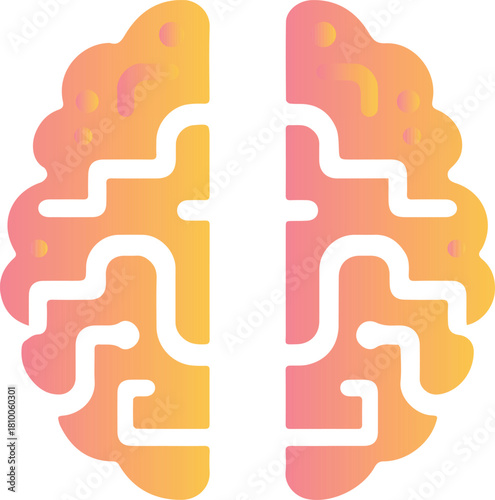 Abstract brain hemisphere icon with orange pink gradient