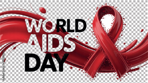 World AIDS Day Ribbon Shape Emblem.