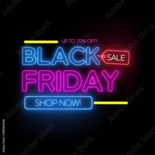 Black Friday Neon Title animation in a seamless loop