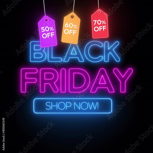 Black Friday Neon Title animation in a seamless loop