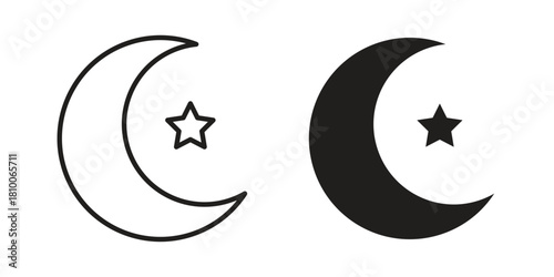 Star and crescent icon collection. modern simple icons for web