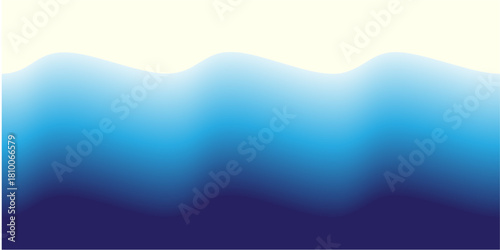 Gradient ocean wave, glowing blue liquid background with soft wavy edge and copy space vector.