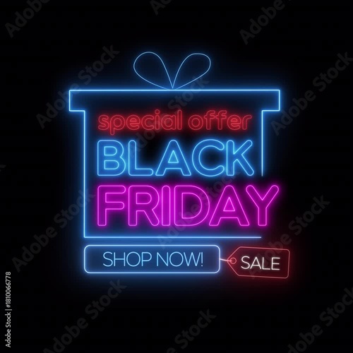 Black Friday Neon Title animation in a seamless loop