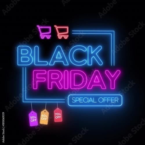 Black Friday Neon Title animation in a seamless loop