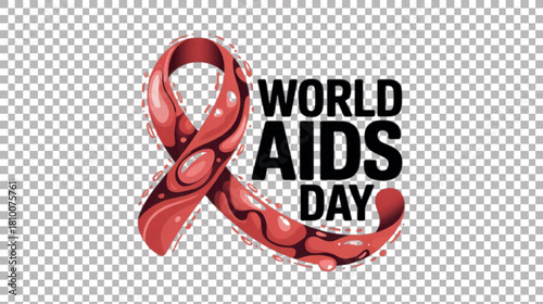 World AIDS Day Hand-Drawn Ribbon Illustration.