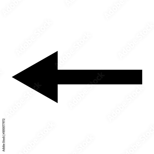 Simple black arrow pointing left on white background indicates direction