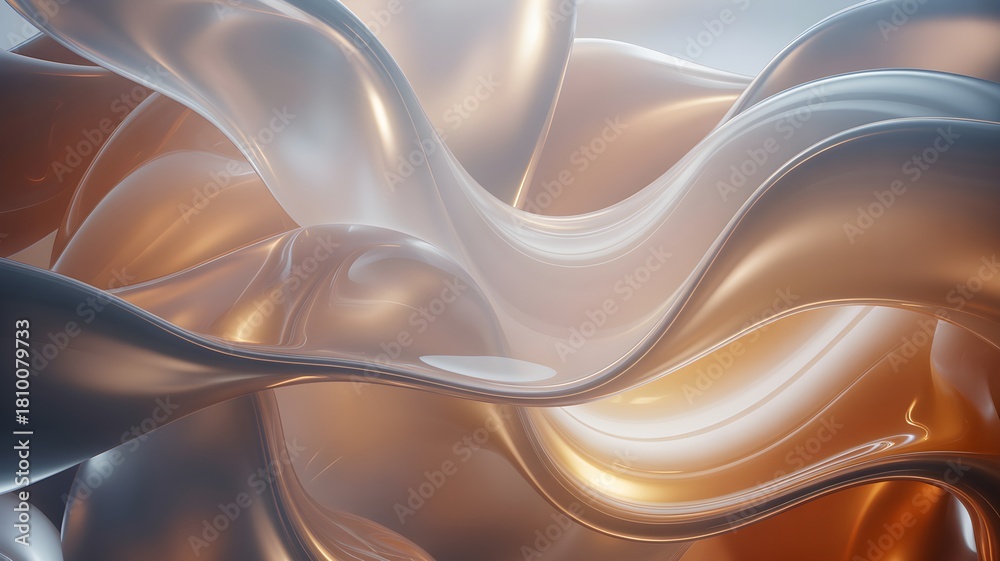 Fototapeta premium Golden abstract background with flowing curved lines smooth surface for your design concepts and creative ideas with reflections on shapes