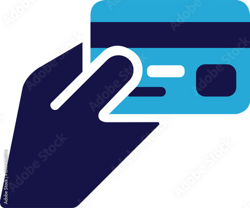 Hand holding credit card payment finance icon vector