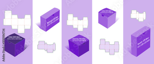 Popular gift box set dieline template with 3D mockup for easy assembly, safe storage, and a clear display for products