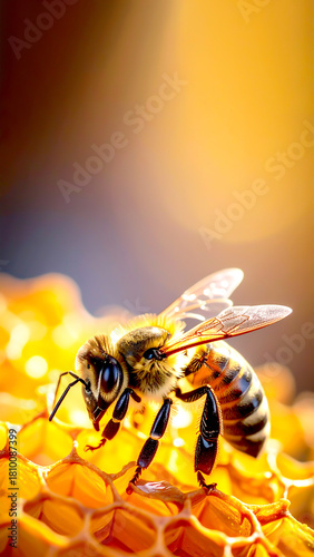 Biene auf Honigwabe 