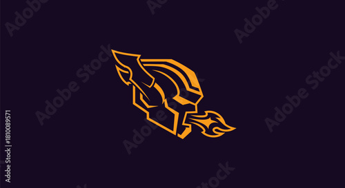 Abstract orange and black illustration of a stylized object emitting flame. Symmetrical design