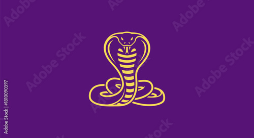A yellow cobra emblem is centered on a purple background
