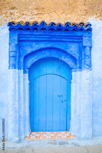 Beautiful street of blue medina in city Chefchaouen,  Morocco, Africa.