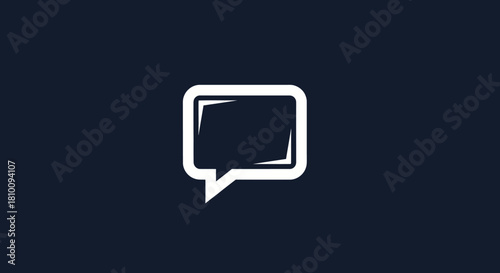 White, outlined speech bubble on a dark blue background