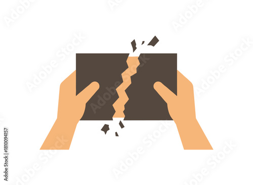 A hand opens an empty wallet, revealing no money in the purse, depicting a poor, penniless, needy individual facing poverty, bankruptcy, and economic crisis, illustrated as a flat vector isolated on