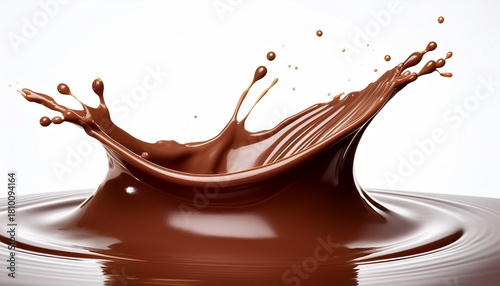 chocolate liquid splash swirls against white background