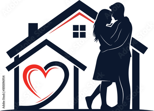 House Frame with a Heart, home, Home Sweet Home vector , Relationships Family and Real Estate Investment vector