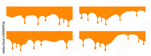 Caramel drip melt background with honey orange cheese and wave flow sauce. Yellow chocolate sugar with caramel design and drip melt elements for realistic liquid. Top smooth aesthetic for food