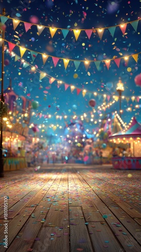 Vintage carousel spinning under a starry sky in vibrant colors