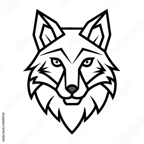 Stylized black and white wolf head icon Vector, illustration