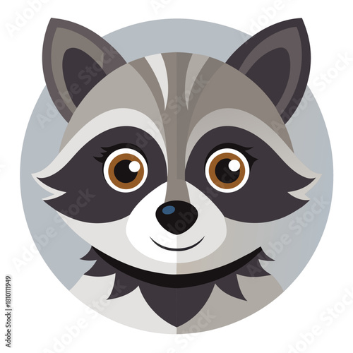 Cute raccoon head avatar illustration Vector, illustration