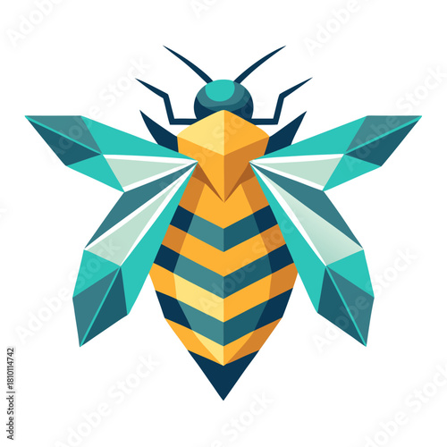 Geometric low poly bee illustration Vector, illustration