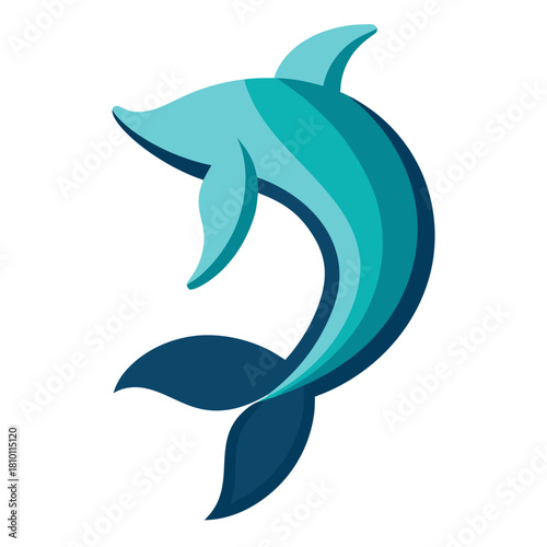 Stylized blue dolphin vector logo Vector, illustration